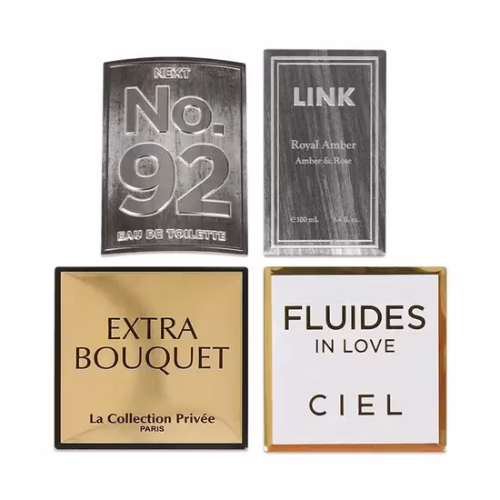 Etiquetas de vinho com logotipo personalizado em relevo Adesivo permanente para garrafas Placa de identificação de metal